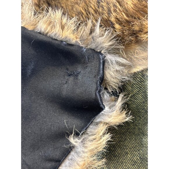 Vintage Cejon Vest Women's Large blue Denim Vest With Rabbit Fur Trim & Collar - Picture 9 of 11